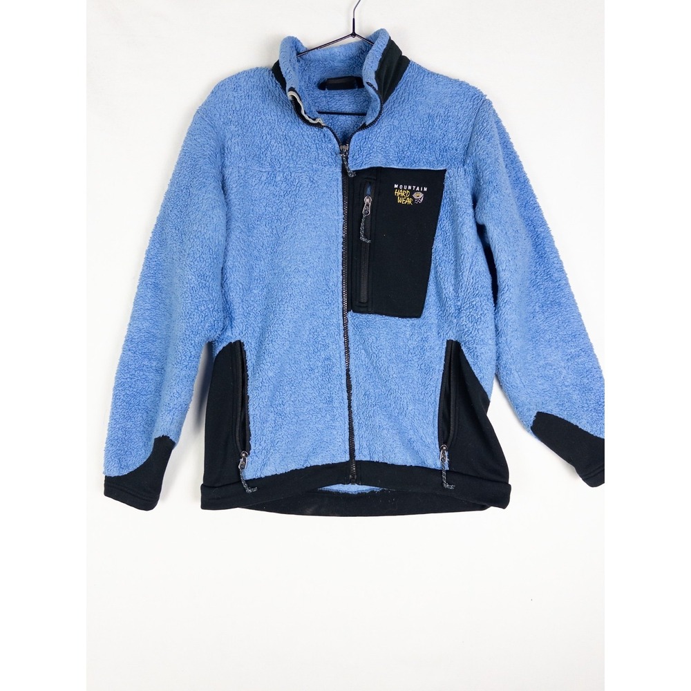 Mountain Hardwear Full Zip Jacket Womens M Blue Black Logo‎ Outdoor Utility